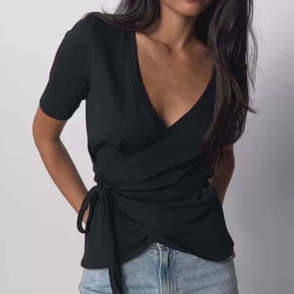 Nation LTD Bianca Wrap Tee - Jet Black